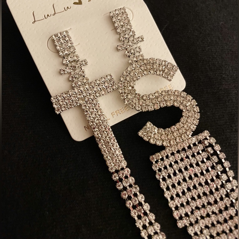 Retrofête Alphabet Earrings Dupe - initials TS, purchased from Etsy, $20